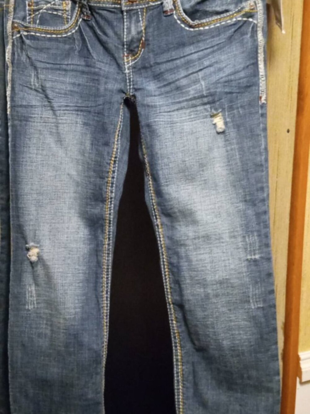 hydraulic capris 5/6 98cotton/2spandex distressed